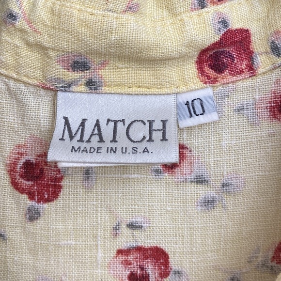 MATCH Linen sleeveless Shirt Dress Ditzy floral Womens 10 Cottage core Beach - Picture 6 of 7